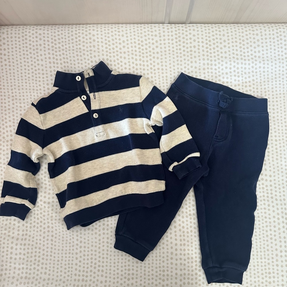 Ralph Lauren Navy and Cream Matching Outfit